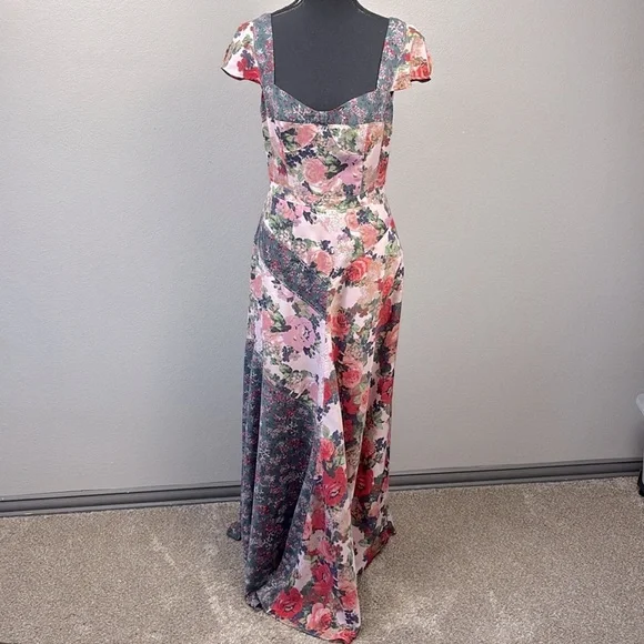 Free People La Fleur Maxi Dress Floral Pink Lace Patchwork Mix Print Romantic 6 - Picture 4 of 9